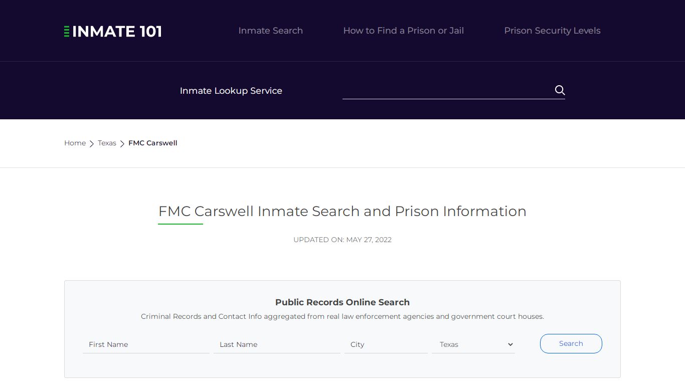 FMC Carswell Inmate Search | Lookup | Roster